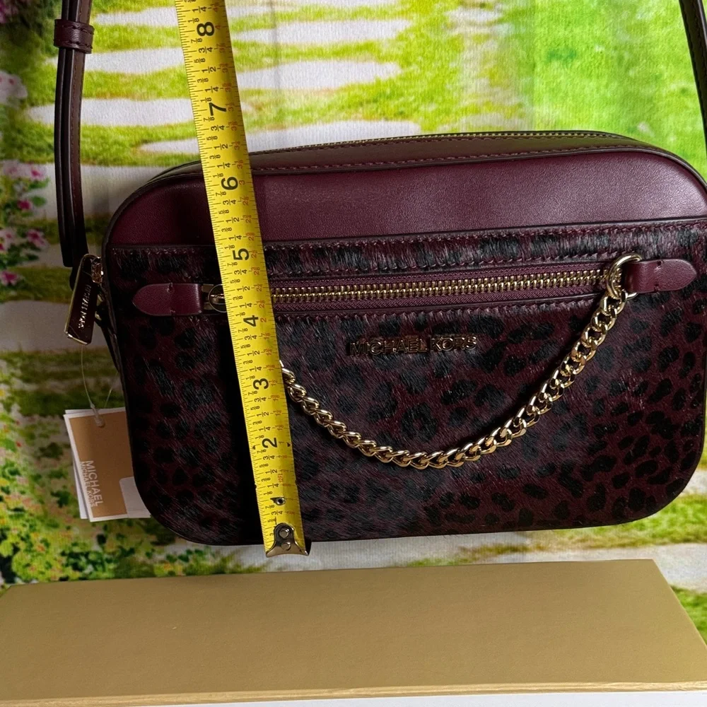 Michael Kors Dark Red / burgundy/ oxblood jet set Animal Print Crossbody Bag - Picture 9 of 16